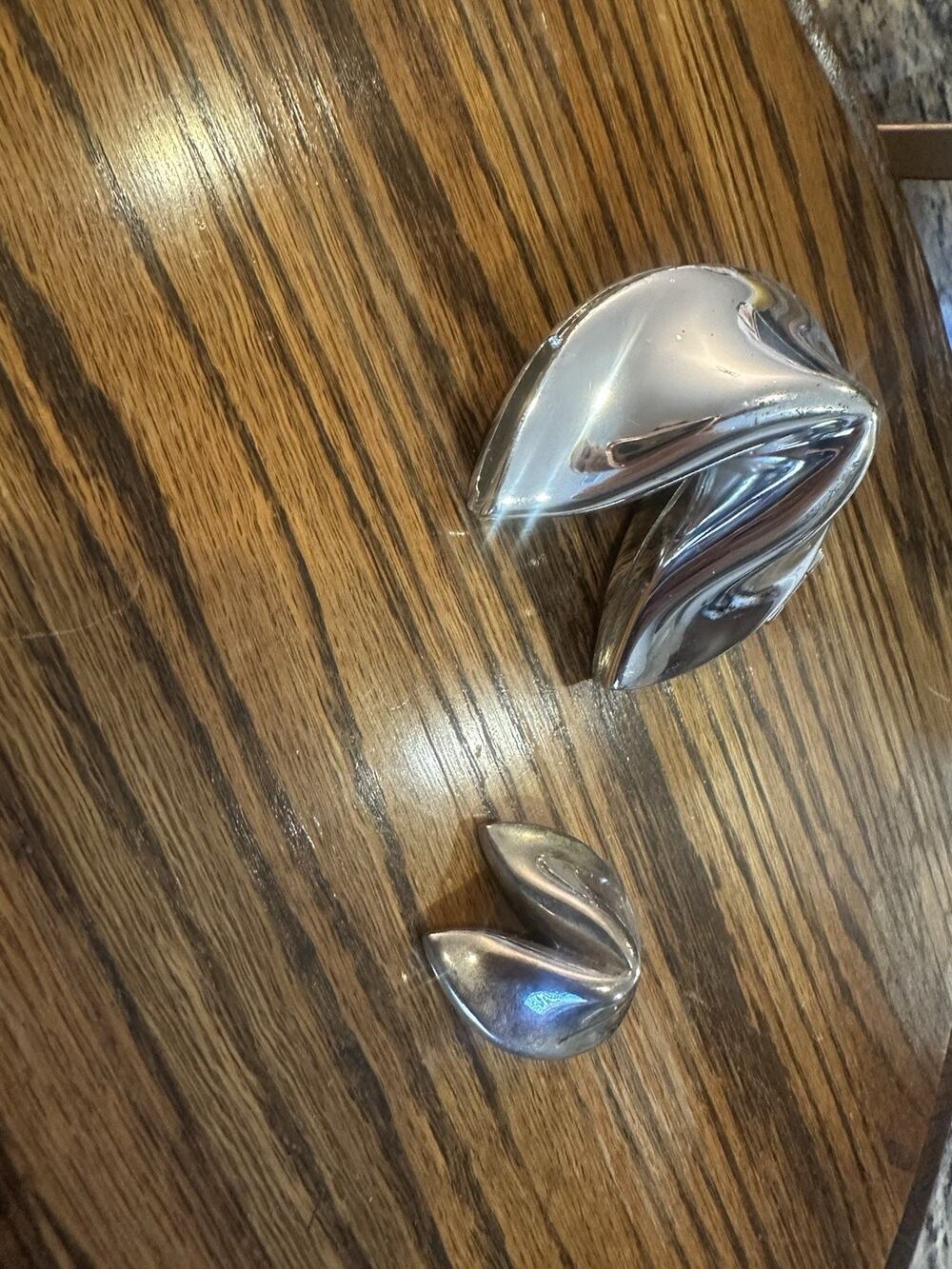 Silver Plated Metal Hinged Fortune Cookie Trinket Box 3" X 3" & 1” Small One